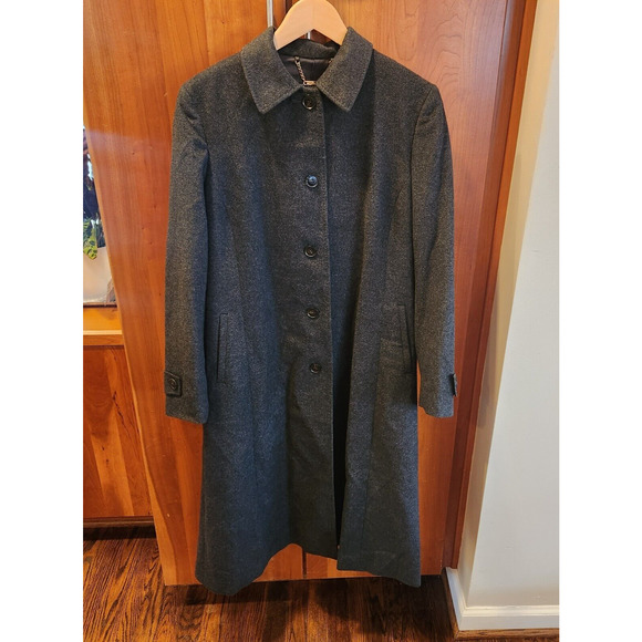 Women's GOBI Mongolian Cashmere Jacket Long Coat Sz L Dark Grey EUC